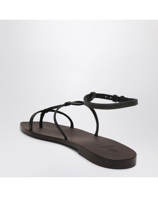 Brunello Cucinelli Brown Sandals With Precious Strap