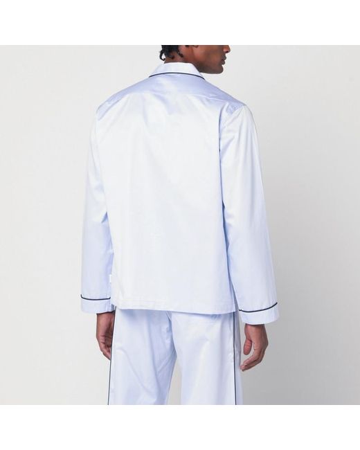 Tekla White Light Blue Pyjama Shirt for men