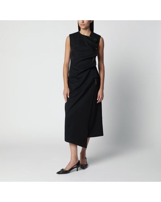 Bottega Veneta Black Wool Midi Dress