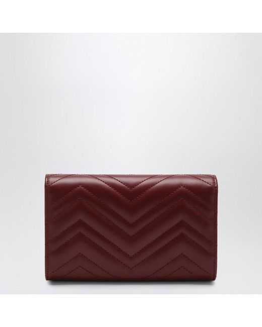 Gucci Red Gg Marmont Wallet Anchor With Chain