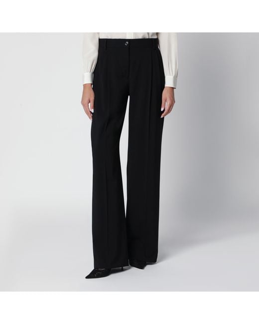 Dolce & Gabbana Black Double Pinch Virgin Wool Trousers