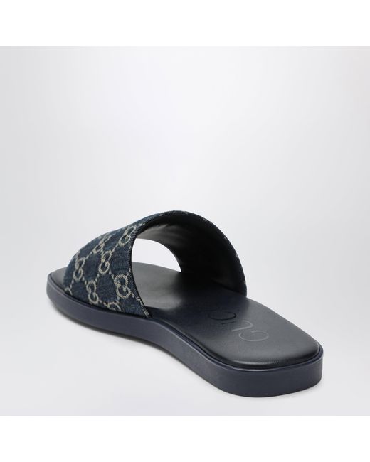 Gucci Blue Gg Denim Slider Sandal for men