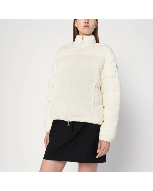 Moncler White Puffer Jacket With Braids