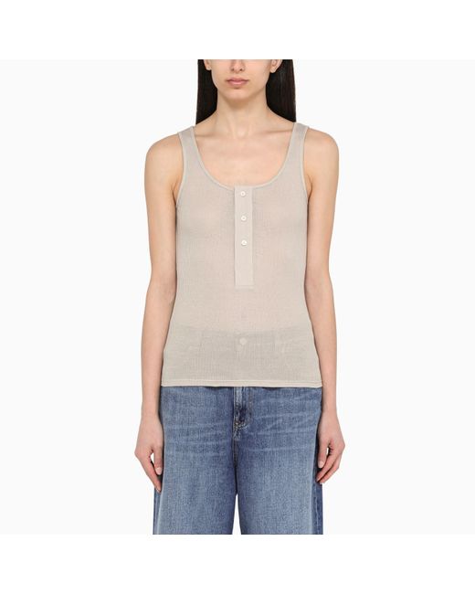 AMI Blue Chalk-coloured Cotton Tank Top With Buttons