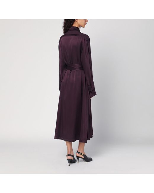 Victoria Beckham Purple Eggplant Colour Single-Breasted Trench Coat