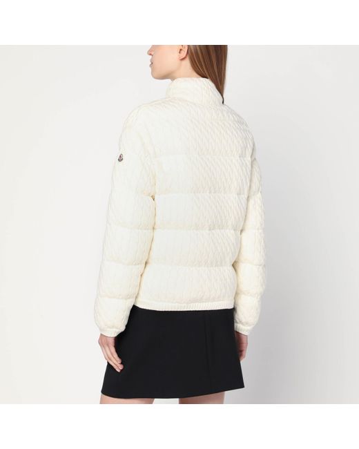 Moncler White Puffer Jacket With Braids
