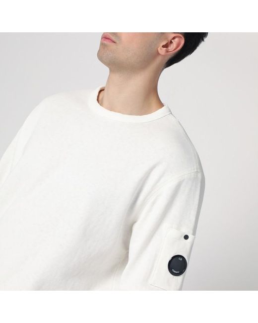 Felpa girocollo lens bianca in cotone di C P Company in White da Uomo