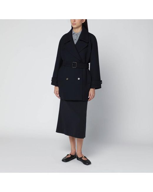 Loewe Black Double-Breasted Wool Coat