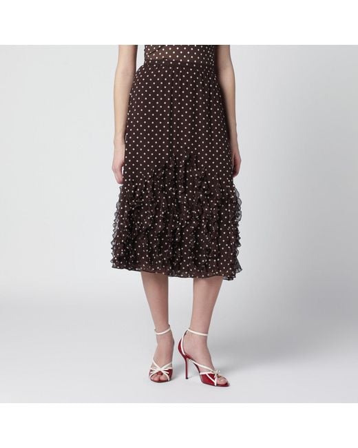 Valentino Black Silk Skirt With Plusdepois Motif