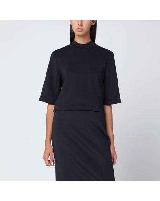 Moncler x Edward Enninful Black Top With Asymmetric Hem