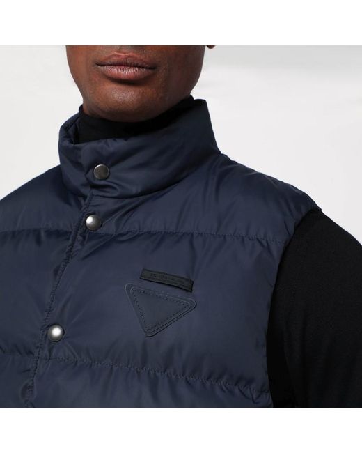 Gilet imbottito in re-nylon di Prada in Blue da Uomo