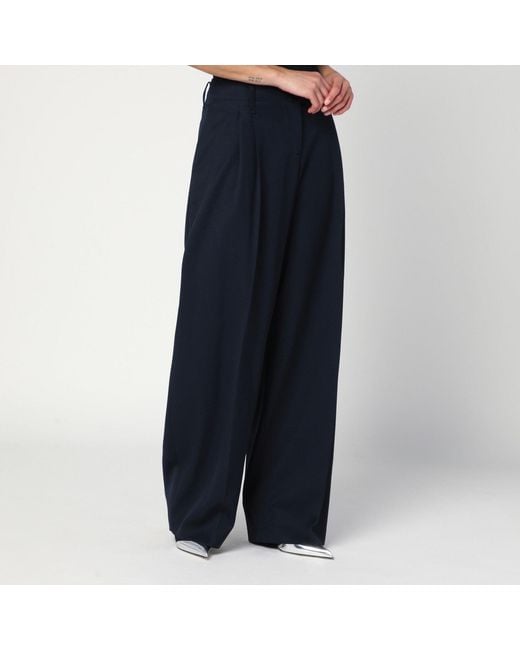 McQueen Blue Wide Wool Trousers