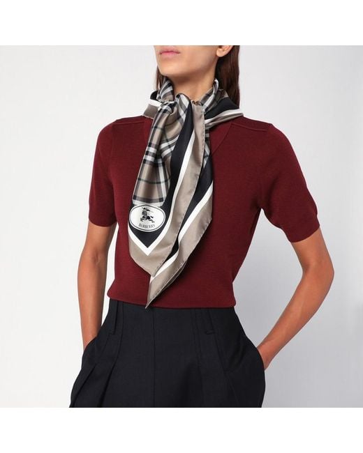 Foulard in seta check chiaro di Burberry in Metallic