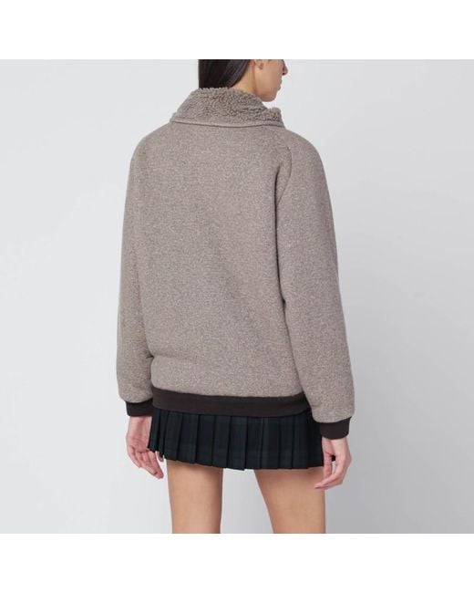 Miu Miu Gray Schnurfarbene Fleece-Blousonjacke