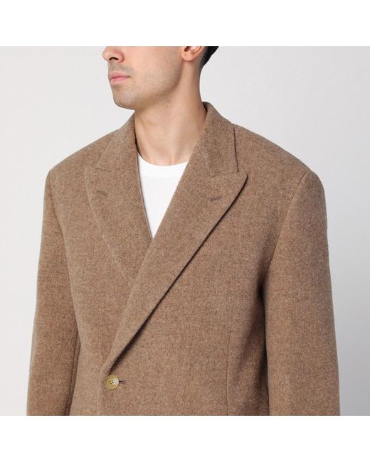 Cappotto doppiopetto beige in lana di Auralee in Natural da Uomo