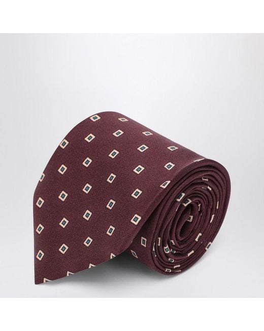Cravatta in seta con stampa di Saint Laurent in Red
