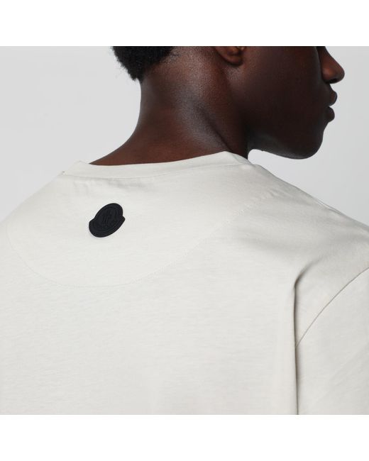 Moncler Natural Cotton T-Shirt With Embroidered Logo for men