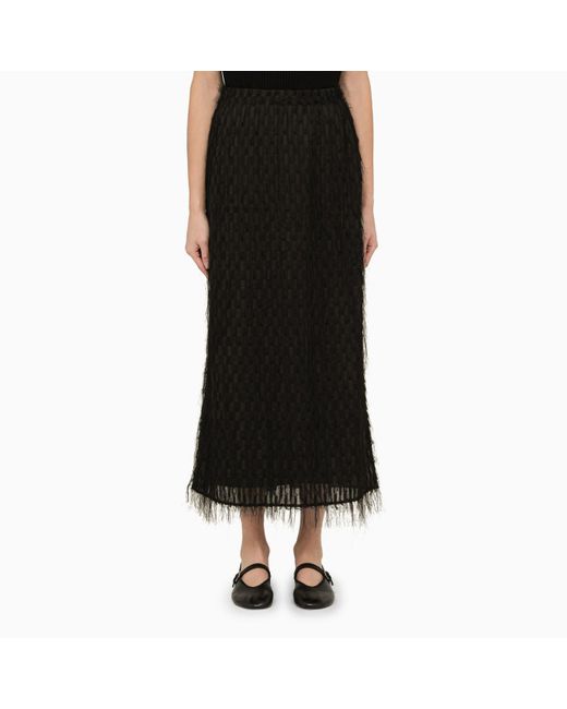 By Malene Birger Black Long Skirt With Frayed Effect