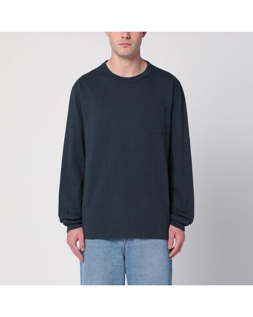 Champion Marineblaues Langärmeliges T-Shirt in Blue für Herren