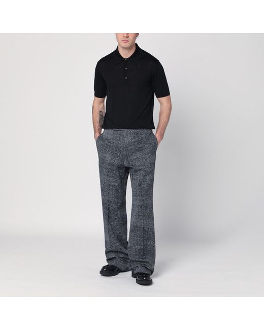 Prada Gray Herringbone Pants for men