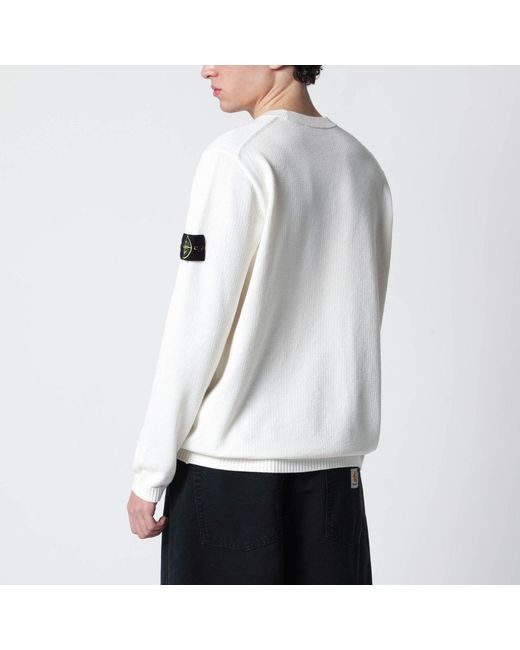 Stone Island White Ivory Sweater With Loose Fit for men