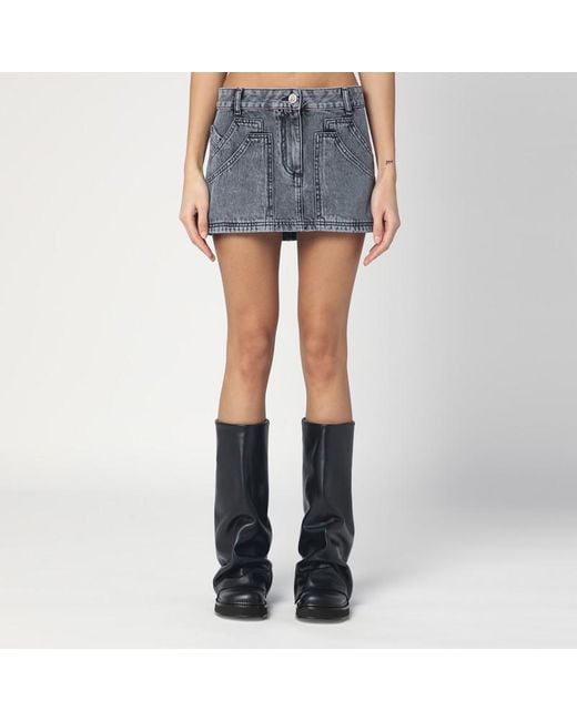 Mini Jupe Noire En Denim The Attico en coloris Blue