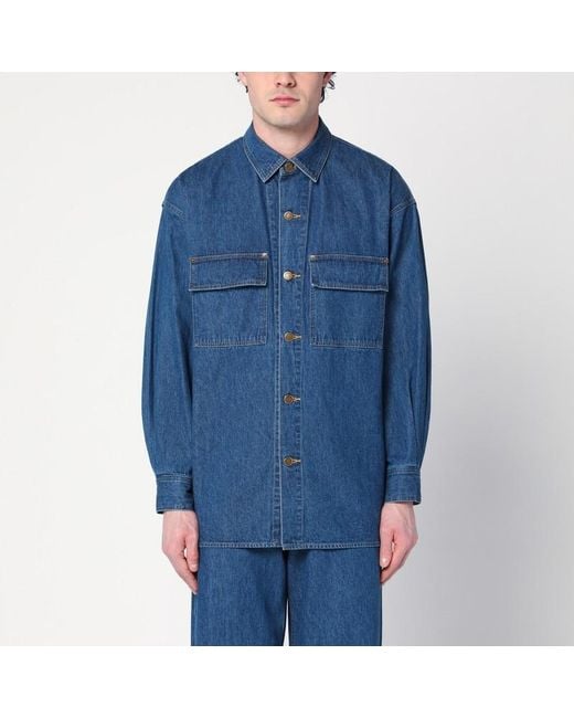 Auralee Blaues Jeanshemd Aus Denim in Blue für Herren