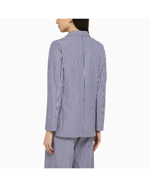 Department 5 Purple Ari Double-breasted Striped Cotton Jacket