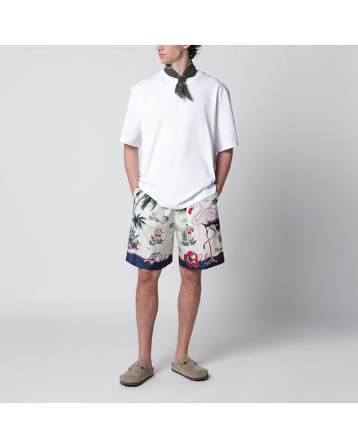 DSquared² Blue Bermuda Shorts With Tropical Print for men
