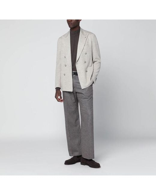 Veste Croisée En Laine Mélangée Tagliatore pour homme en coloris Gray