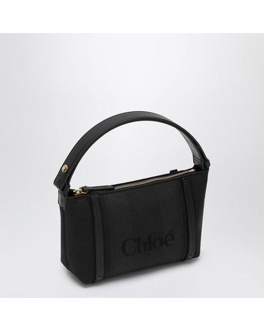 Borsa carry a righe nera in tela di Chloé in Black
