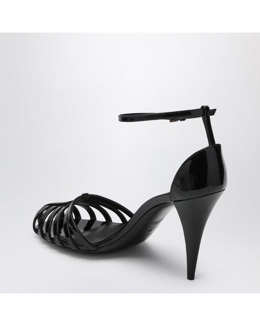 Givenchy Black Patent Leather Cage Heeled Sandals