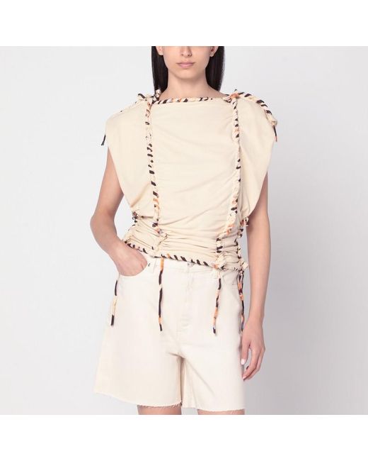 Isabel Marant Natural Top Zohra Écru Aus Baumwolle