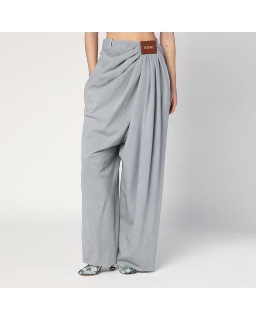 Loewe Light Grey Draped Trousers In Wool in Grey | Lyst UK