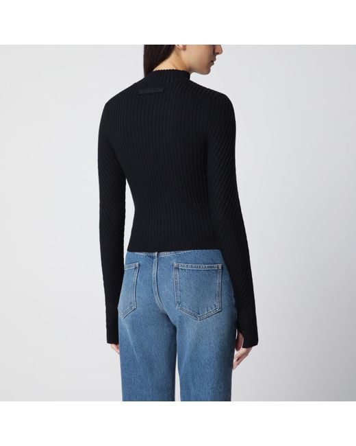 Victoria Beckham Black Georgia Ribbed Sweater