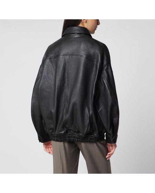 Rohe Black Grained Leather Jacket