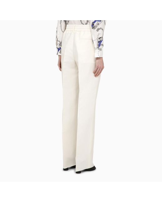 Burberry White Viscose Blend Trousers