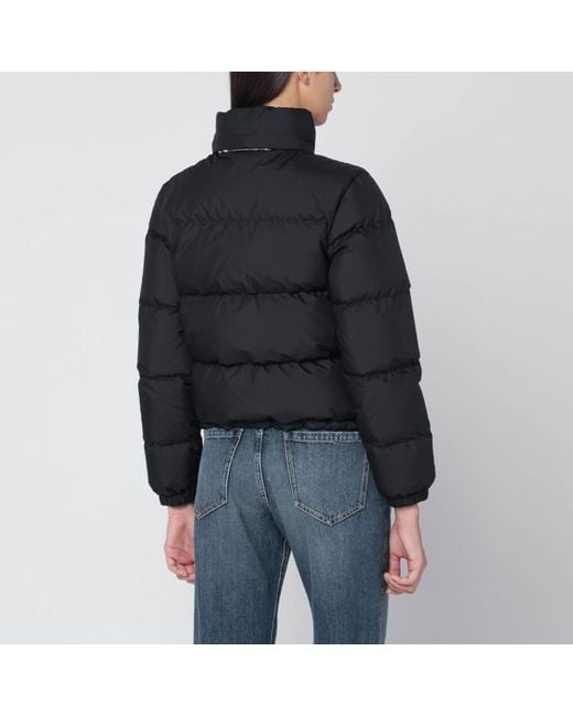 Burberry Black Zip-Up Puffer Jacket With Check Detail