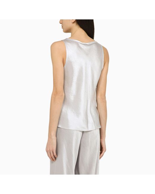 Vince White Pearl Grey Acetate Tank Top