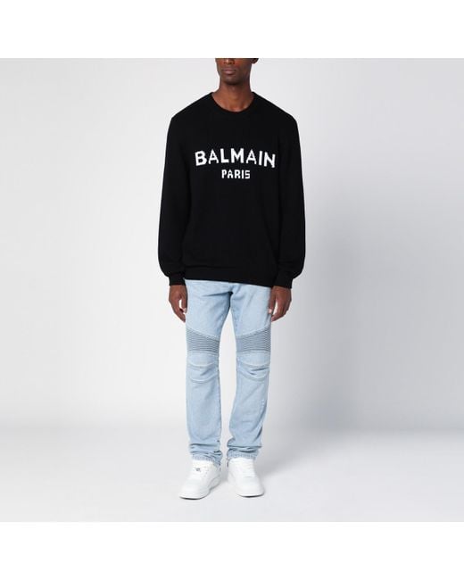 Balmain Blue Denim Biker Jeans for men