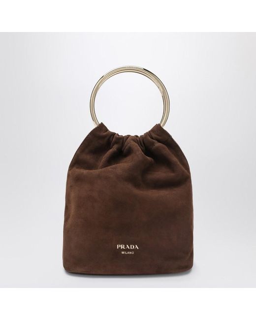 Prada Brown Mini-Eimer-Tasche Aus Wildleder