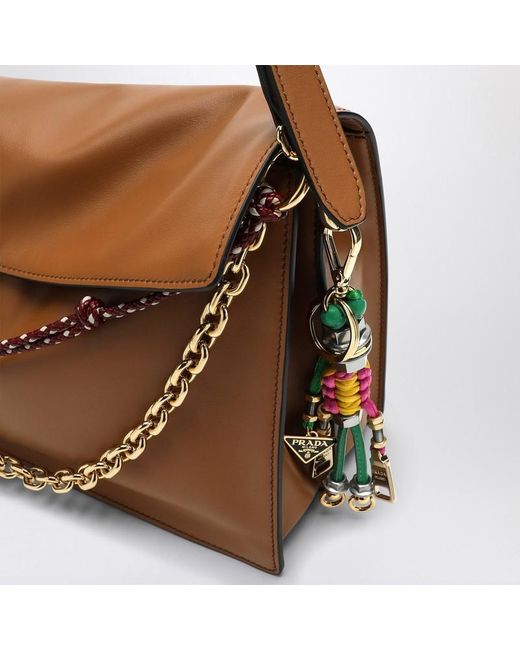 Prada Brown Soft Sound Große Karamellfarbene Ledertasche Mit Anhängern