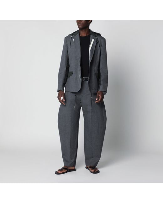 Sacai Gray Khaki Wool And Nylon Jacket for men