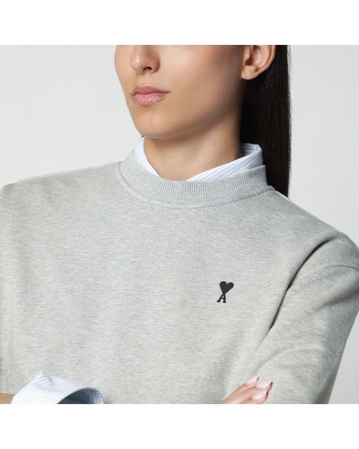 AMI Gray Ami De Coeur Crewneck Sweatshirt
