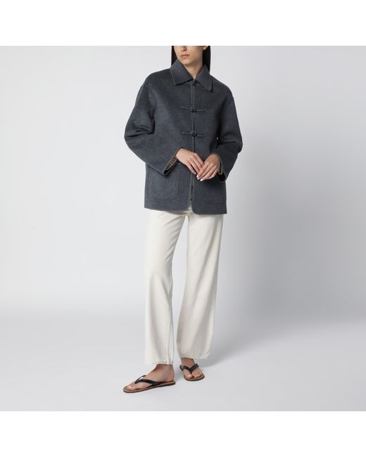 Rohe Black Dark Mélange Double-Faced Wool Jacket With Pankou Closure