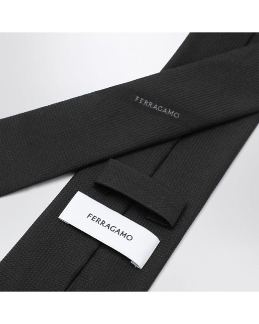 Ferragamo Black Silk Jacquard Tie for men
