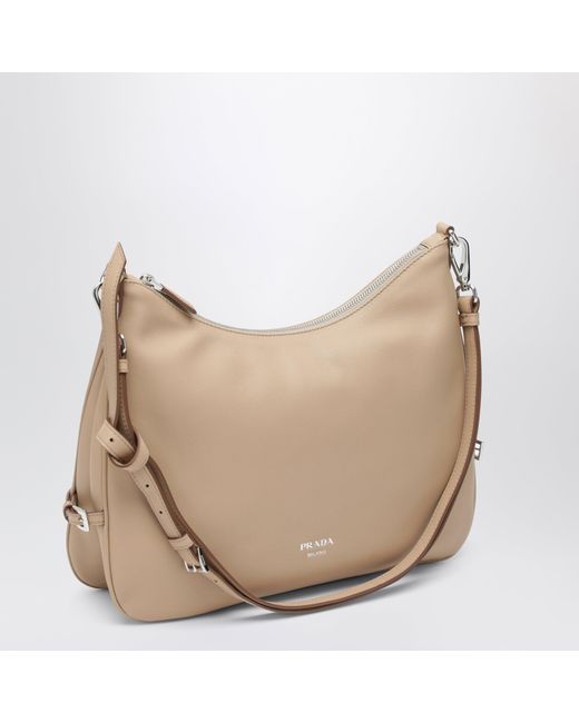 Prada Natural Fold Large Sand-Colored Leather Bag