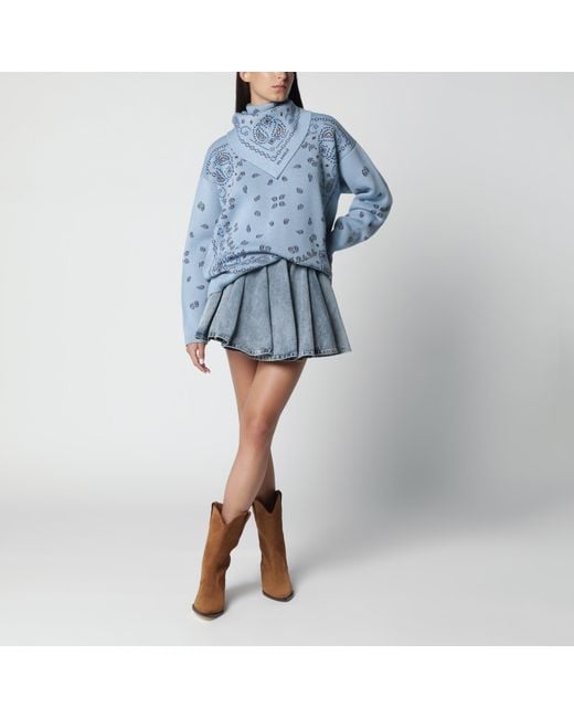 Alanui Blue Bandana Jacquard Sweater
