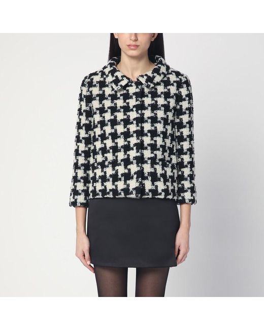 Veste En Macro Pied De Poule Ivoire/Noir Valentino en coloris Black