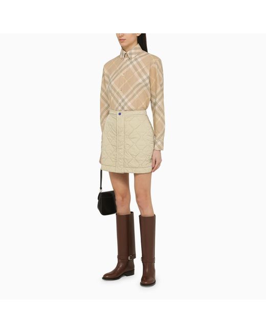 Burberry Natural Beige Quilted Nylon Miniskirt